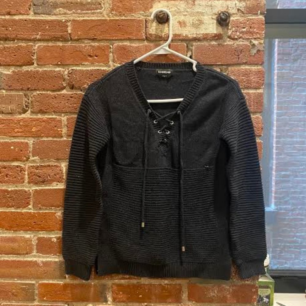 bebe Lace Up Sweater